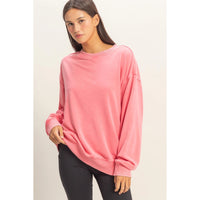 All-Day Comfort Mineral Wash Essential Pullover - Taffy Pink