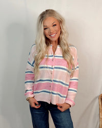 Sugar Plum Lightweight Everyday Cardigan in Pink/Blue