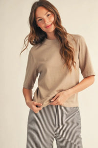 Crush Hour Knit Short Sleeve Top - Taupe