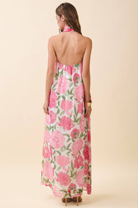 Rose Garden Party Floral Strapless Dress with Scarf