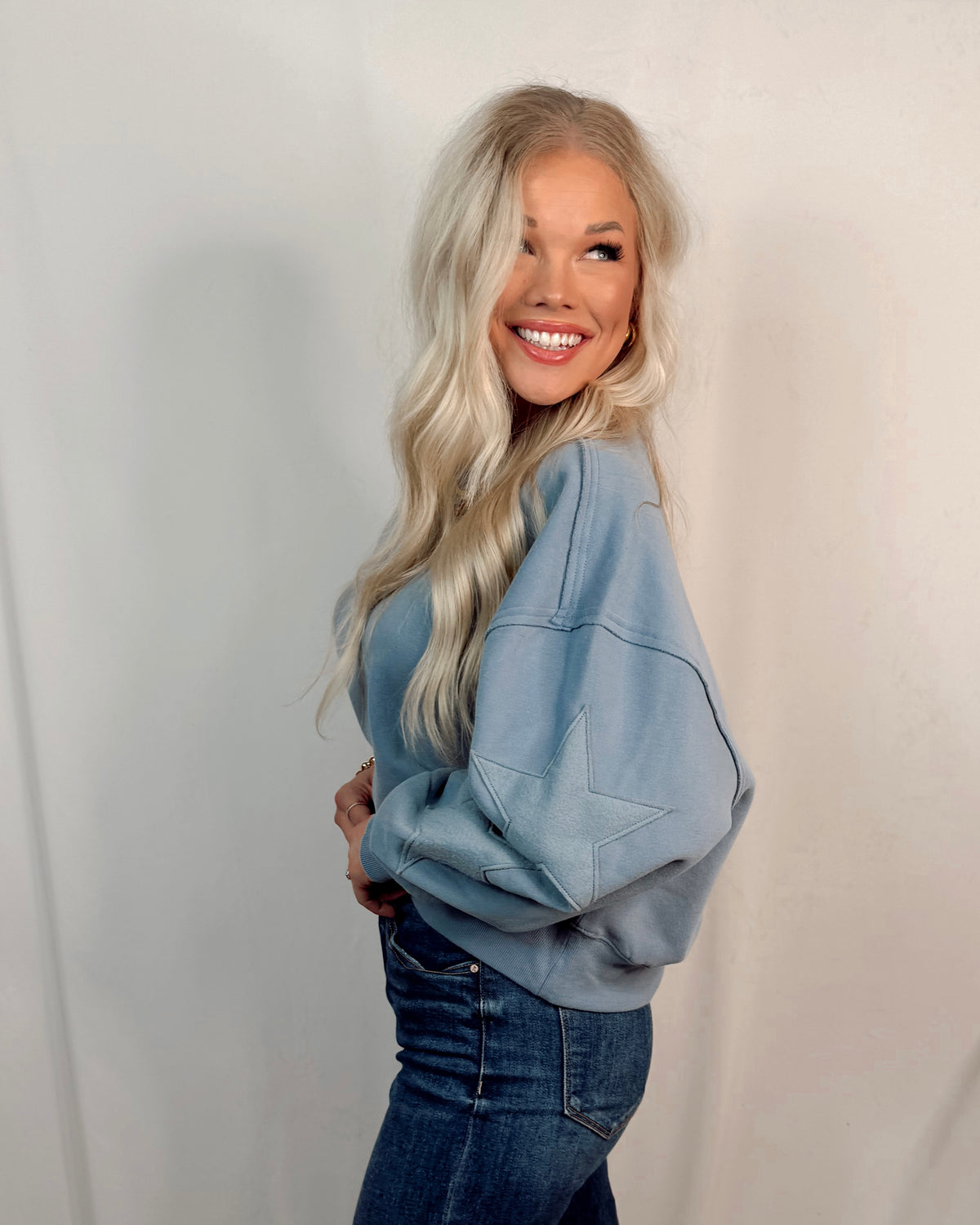 Star Spangled Sweatshirt in Dusty Blue