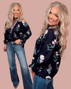Bloom & Dusk Contrast Trim Floral Top