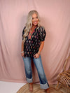 Fluent In Florals Printed Contrast Stripe Blouse