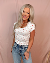 Feminine Floral Lace Trim Top - Pink