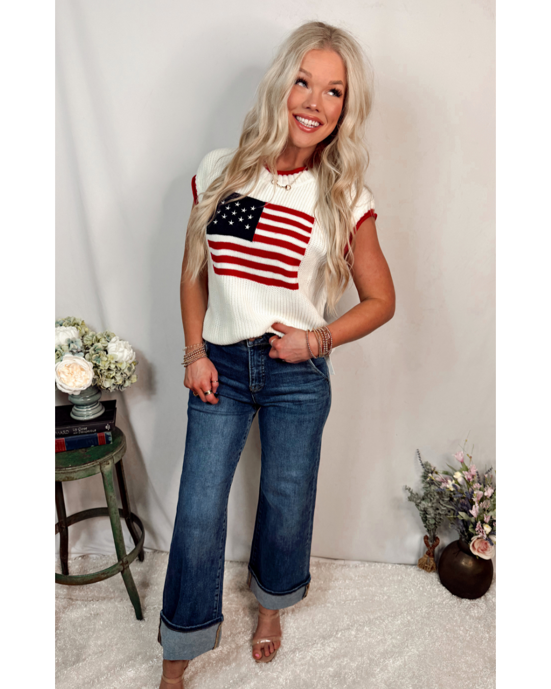 Starry Eyed Nights Contrast Knit Sweater Top / Vest