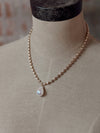 Golden Empress Beaded Necklace w/ Pearl + Earrings