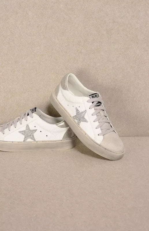 Gaby Neutral Rhinestone Star Sneakers