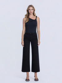 Back To Business Black High Rise Wide Leg Crop Jeans