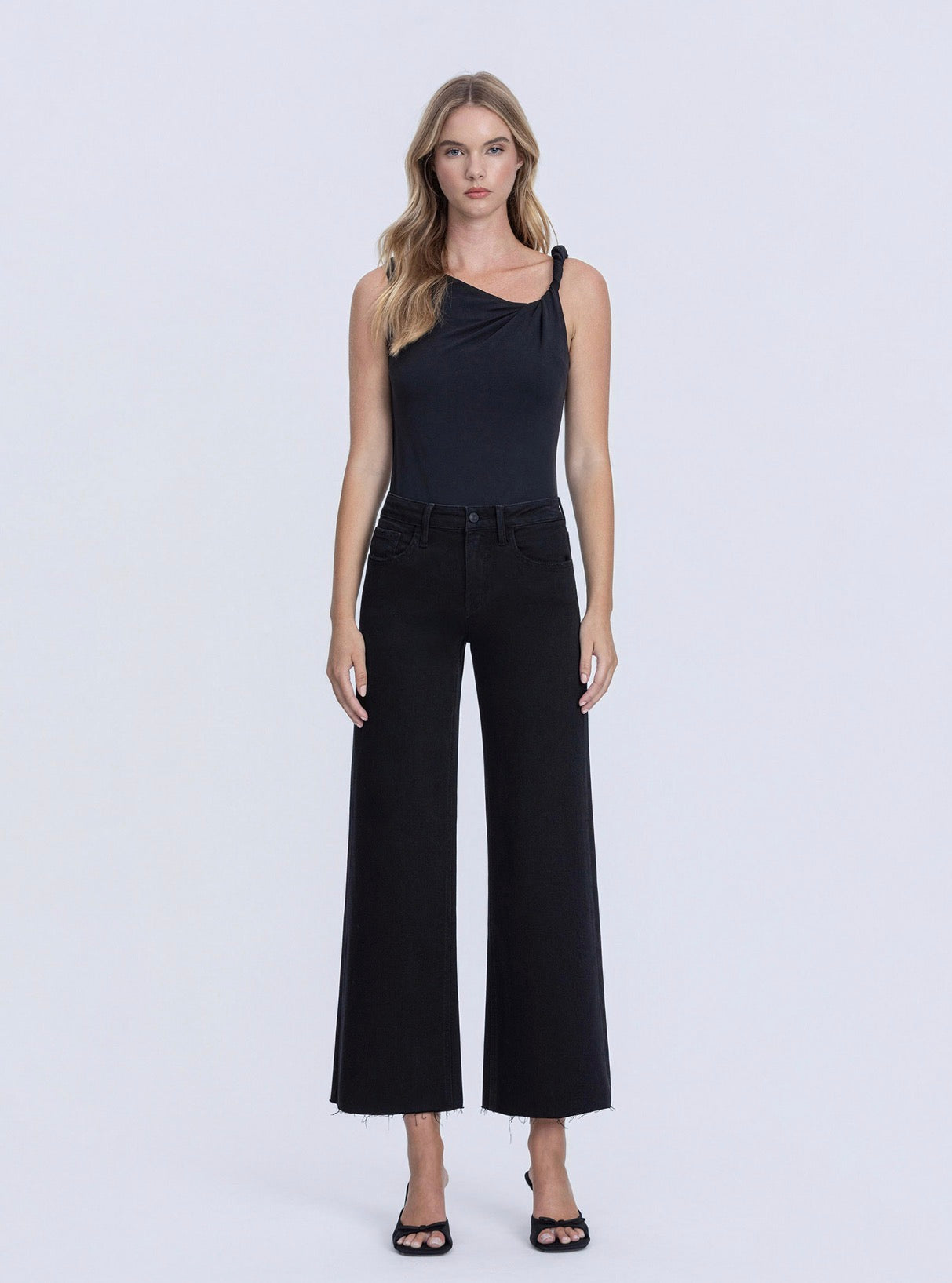 Back To Business Black High Rise Wide Leg Crop Jeans