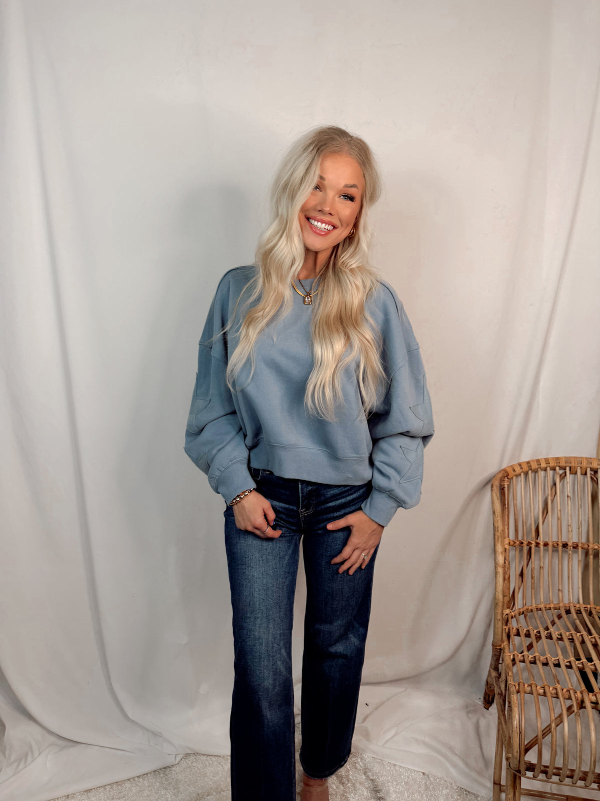 Star Spangled Sweatshirt in Dusty Blue
