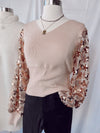 Rose Gold Haze Sequin Sleeve Top