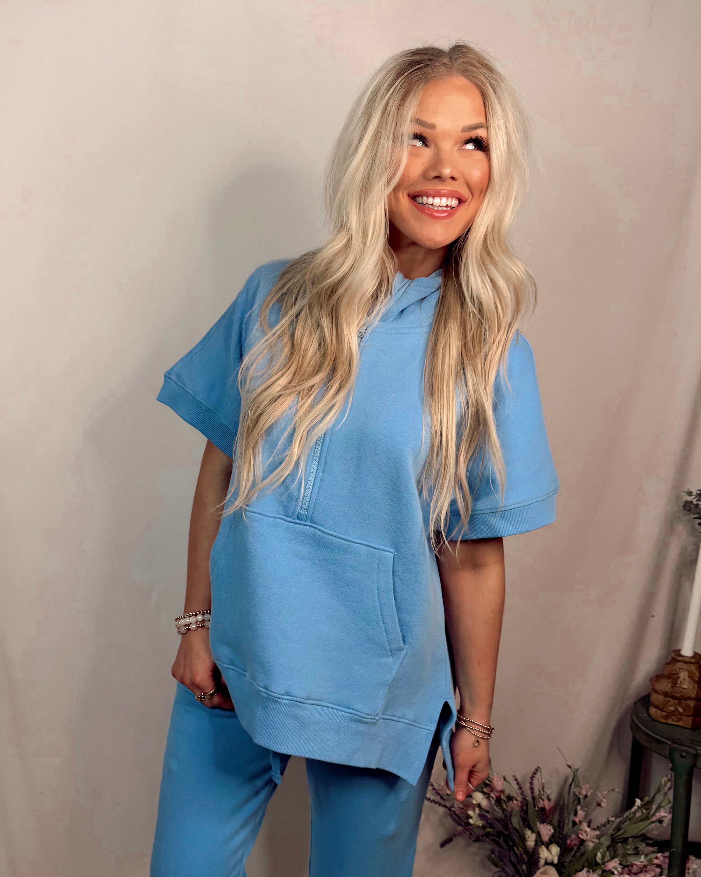 Chasing Comfort Half Zip Pullover - Denim Drift