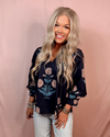 Whimsy Petals Floral Printed Detailed Blouse