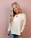 Waverly Waffle - Knit Crewneck Pullover - Cream