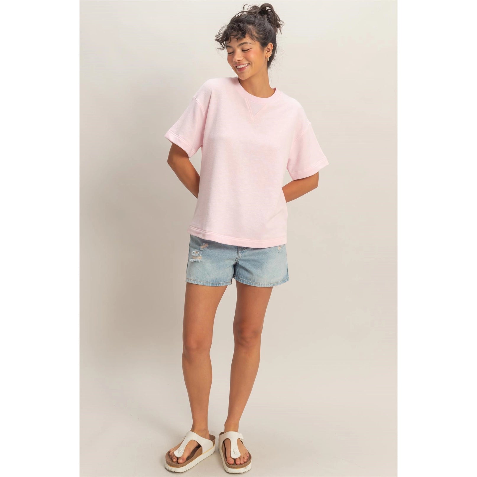 Love Language Essential Basic Knit Top - Soft Pink