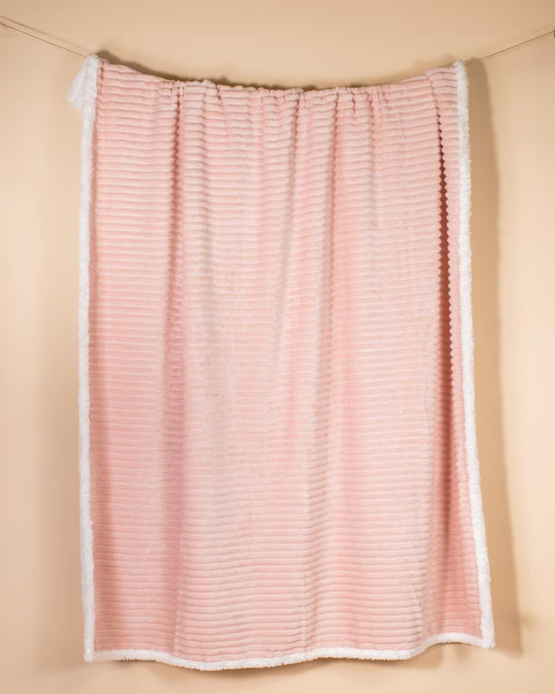 Luxuriously Soft Larissa Pink & White 50" x 60" Throw Blanket