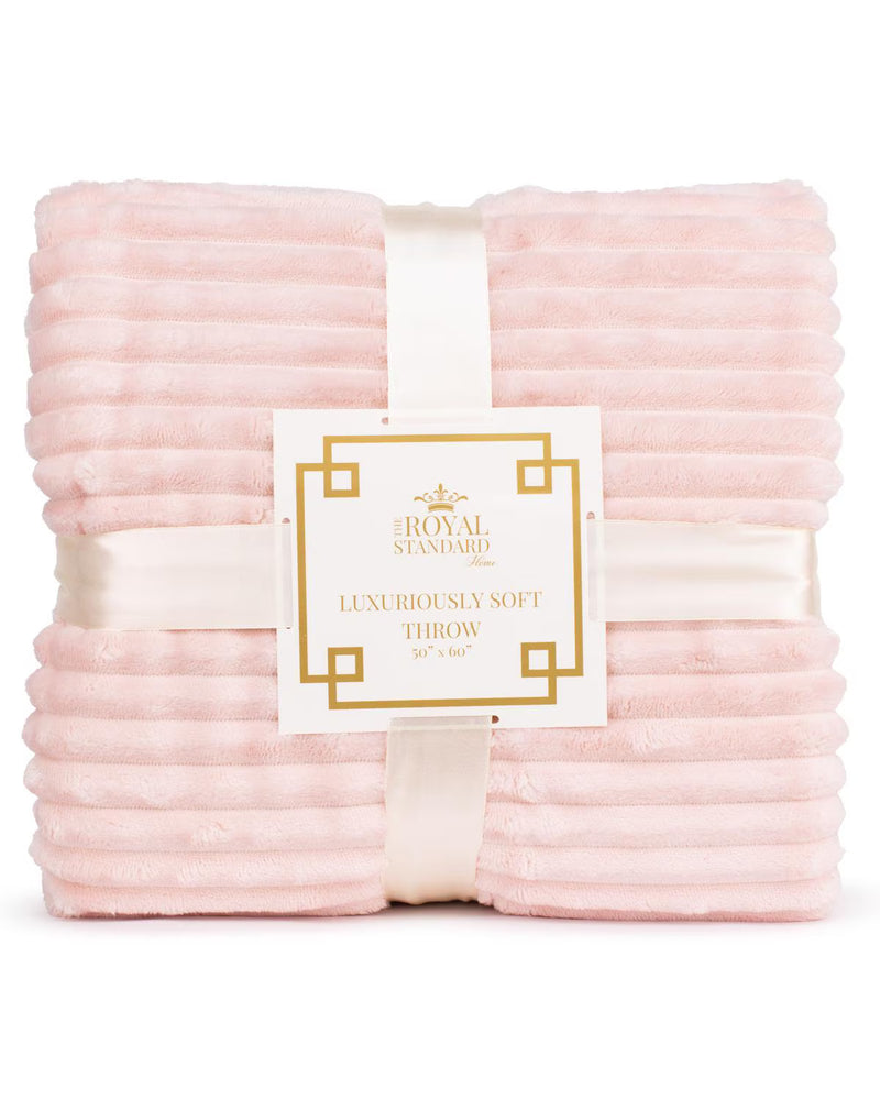 Luxuriously Soft Larissa Pink & White 50" x 60" Throw Blanket