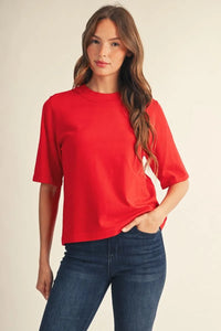 Crush Hour Knit Short Sleeve Top - Red