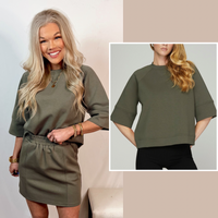 Short & Sweet Chic Scuba Knit Top - Olive