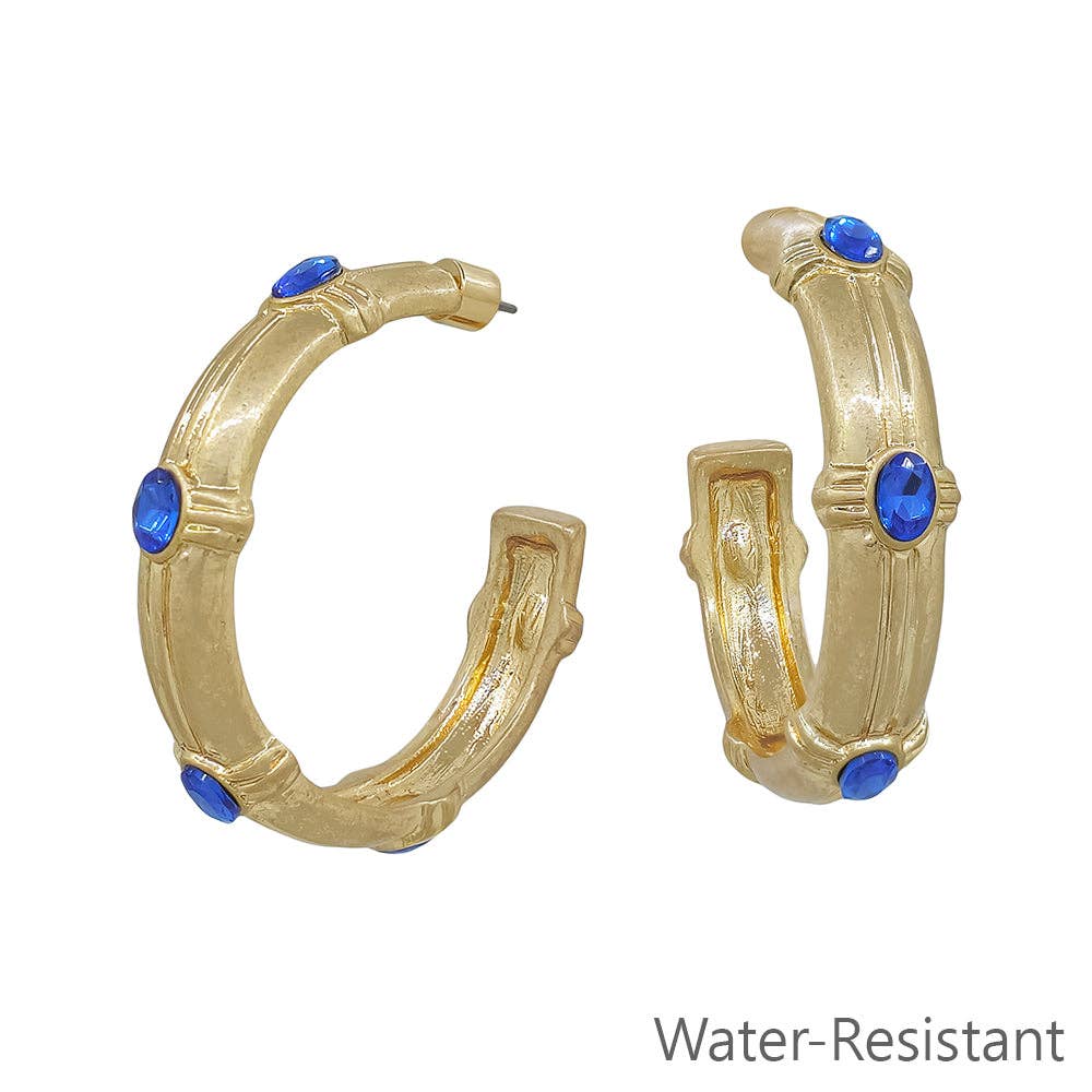 Blue Horizon Water Resistant Crystal 2" Hoop Earrings