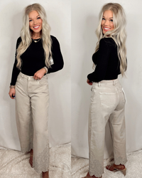 Lady May Lace Embroidered Hem Crop Jeans