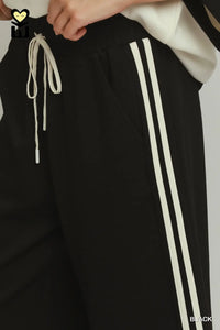 Comfort Zone Luxe Knit Contrast Stripe Straight Leg Lounge Pants