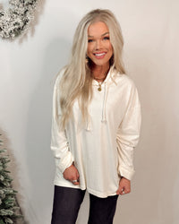 On The Go Oversized Hooded Tunic - Cream