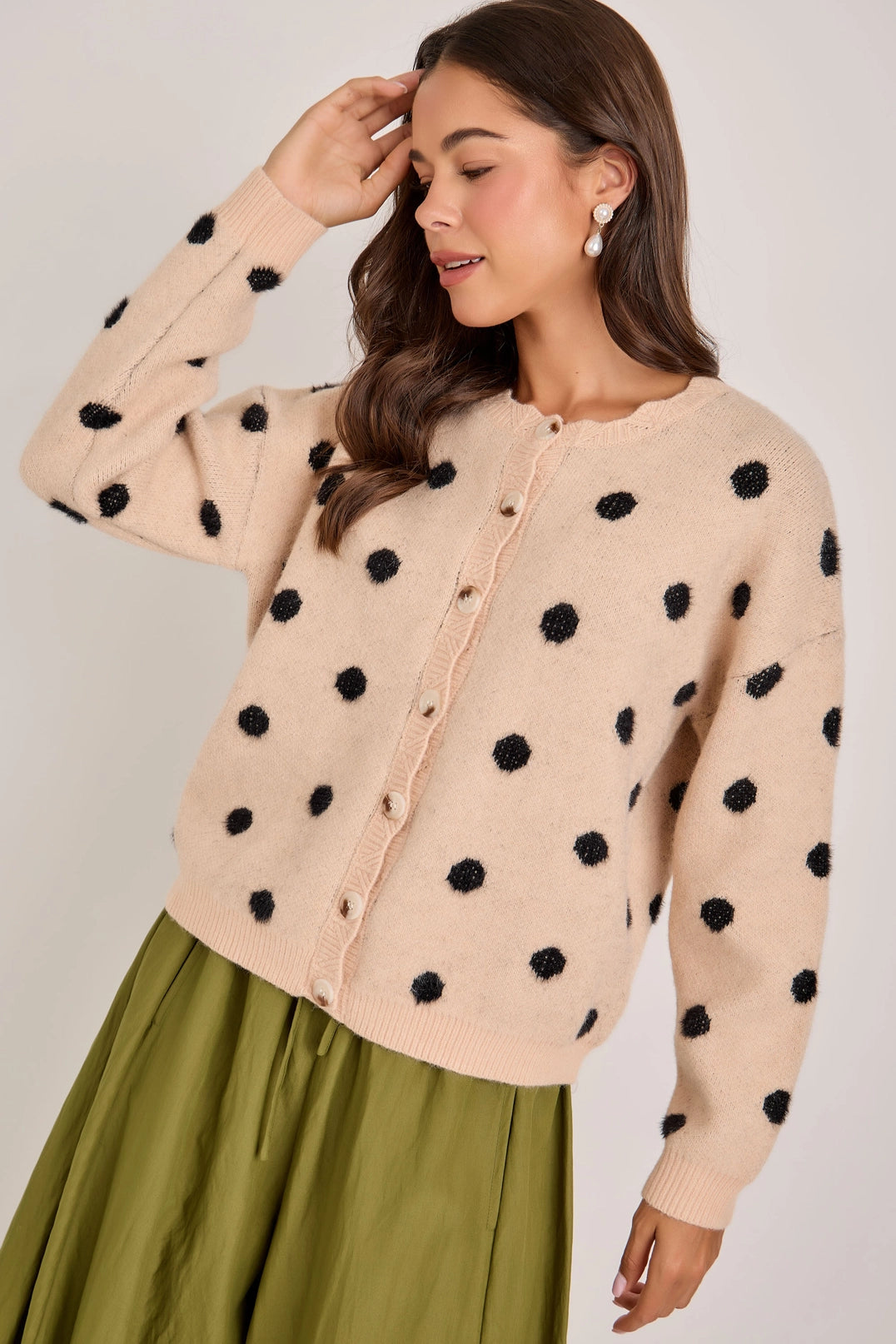 Spotted Charm Polka Dot Knit Cardigan / Sweater