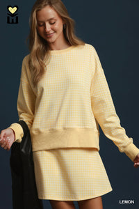 Lemon Drop Gingham Knit Pullover