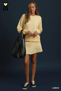 Lemon Drop Gingham Knit Pullover