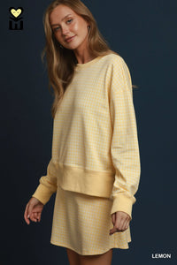 Lemon Drop Gingham Knit Pullover