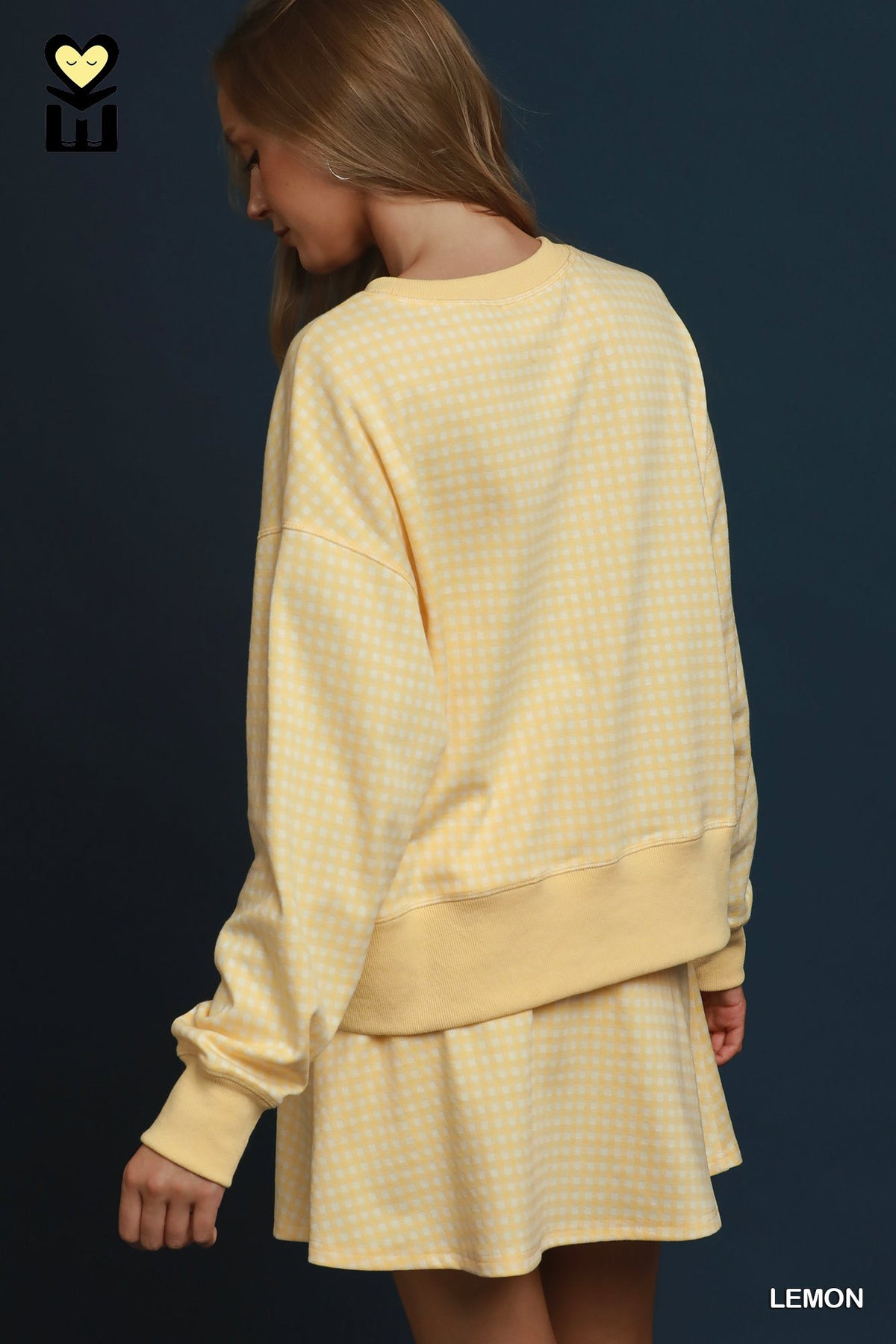 Lemon Drop Gingham Knit Pullover
