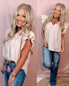 Strawberry Stripes Ruffle Detailed Blouse