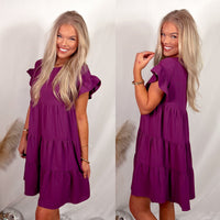 Easy Does It Everyday Ruffle Dress - Plum