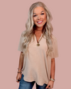 The Everyday Casual Classic Basic V-Neck Blouse - Toast