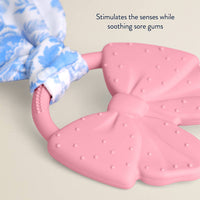 Itzy Crinkle Crew Baby Silicone Teether with Crinkle Fabric : Pink Bow