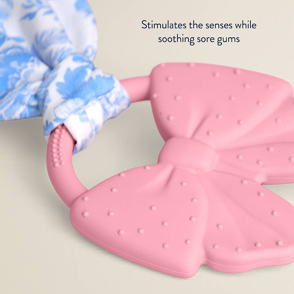Itzy Crinkle Crew Baby Silicone Teether with Crinkle Fabric : Pink Bow