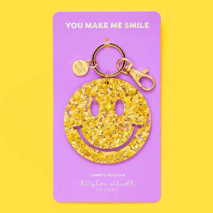 You Make Me Smile Confetti Keychain