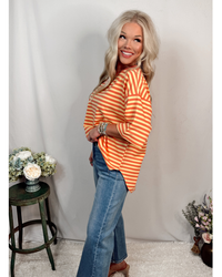 Golden Hour Oversized Striped Top - Coral/Yellow