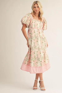 Sweet Magnolia Floral Puff Sleeve Dress