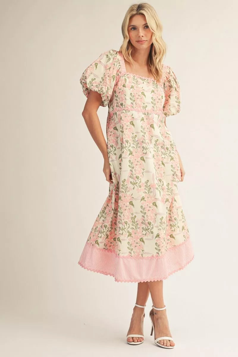 Sweet Magnolia Floral Puff Sleeve Dress