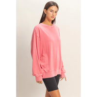 All-Day Comfort Mineral Wash Essential Pullover - Taffy Pink