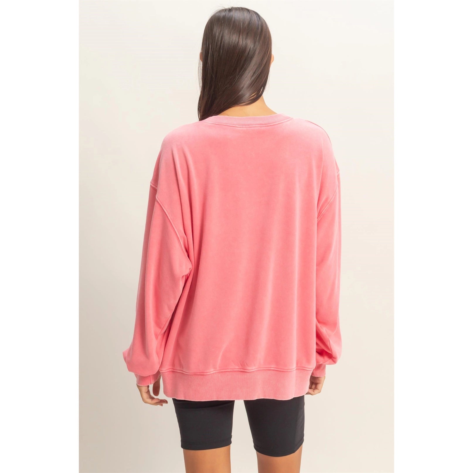 All-Day Comfort Mineral Wash Essential Pullover - Taffy Pink