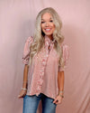 Sweet as Cinnamon Striped Ruffle Detailed Blouse - Rust