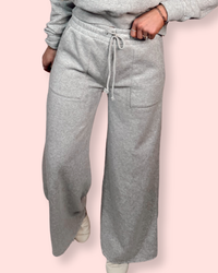 Slow Mornings Drawstring Wide Leg Pants - Heather Gray