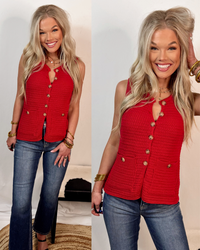 Cherry On Top Button Up Sweater Vest