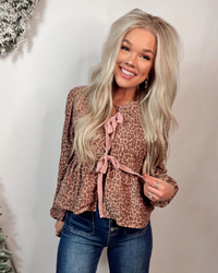 Velvet Vows Leopard Tie Blouse