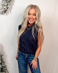 Cabin Cozy Cable Knit Sweater Vest / Top