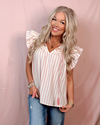 Strawberry Stripes Ruffle Detailed Blouse