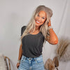 Rumor Has It Ribbed Basic Top- Charcoal